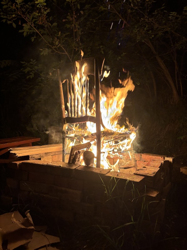 august 6, chair burning on F's last night
