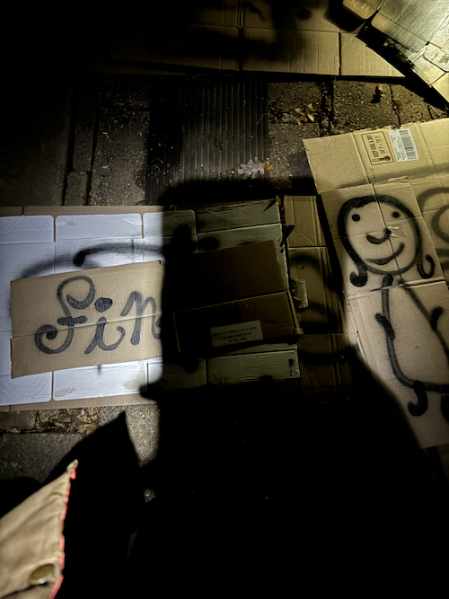 the word fin on cardboard